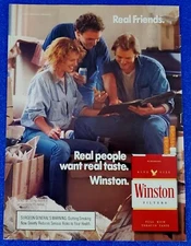 1987 WINSTON CIGARETTE ORIGINAL COLOR PRINT AD "REAL PEOPLE WANT REAL TASTE"