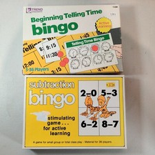 VTG Beginning Telling Time Bingo Subtraction Bingo Pre-K K Educational Games