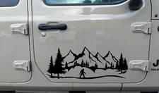 Bigfoot Mountain Forest Scene Vinyl Decal V11 | PNW Sasquatch | Die Cut Sticker