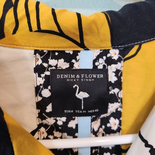 Camicia uomo denim e fiori Ricky Singh media floreale stampa hawaiana con bottoni - Foto 2 di 4