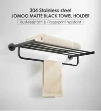 JOMOO SUS304 Stainless Stell Towel Holder Matte Black Anti-rust Bathroom Shelf