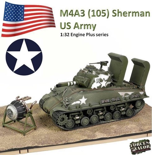 Forces Of Valor 1/32 912102A M4A3 (105) Sherman HVSS US Army w. Deep Wading Gear - Picture 1 of 24
