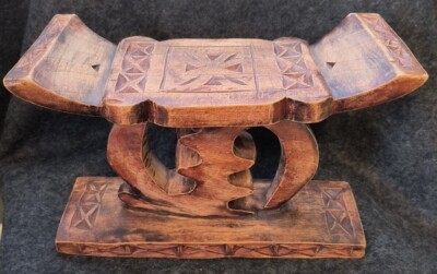 Ashanti African Carved Wood Stool Headrest Ghana Vintage Tribal Art ...