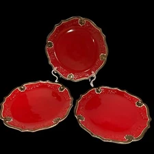 3 Certified International KariDesign 11.75-12” Dinner Plate platter Burgundy Red