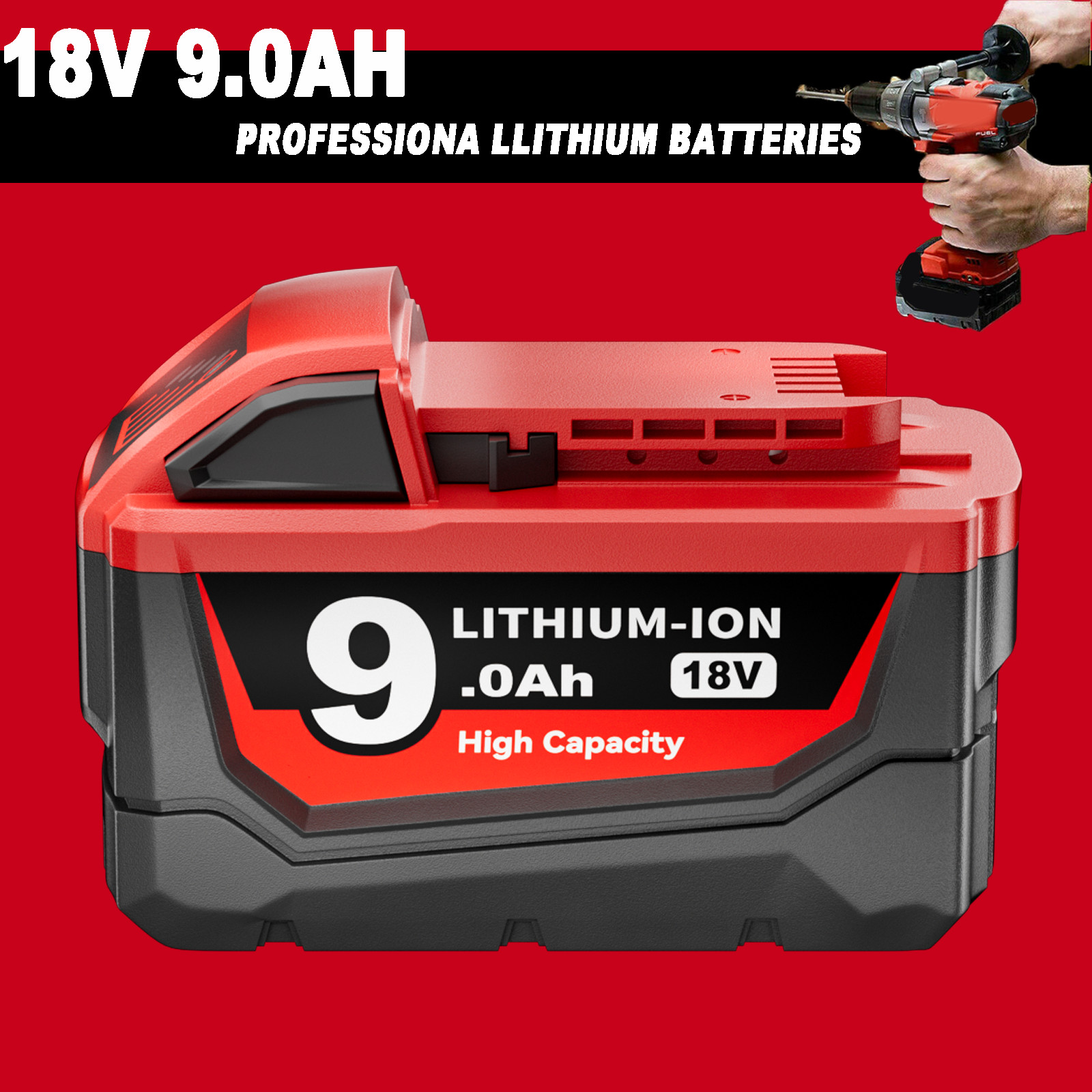 For Milwaukee M18 Lithium 12.0, 9.0, 8.0 AH Extended Capacity Battery 48-11-1860
