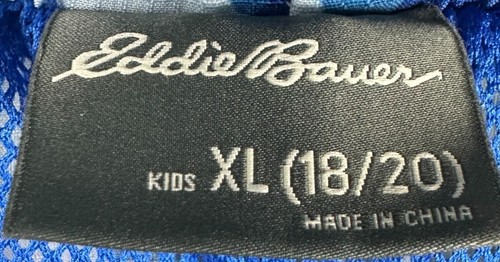 Eddie Bauer Kids XL Swim Shorts Blue Green Geometric Print Elastic Waist Pockets - Picture 5 of 7