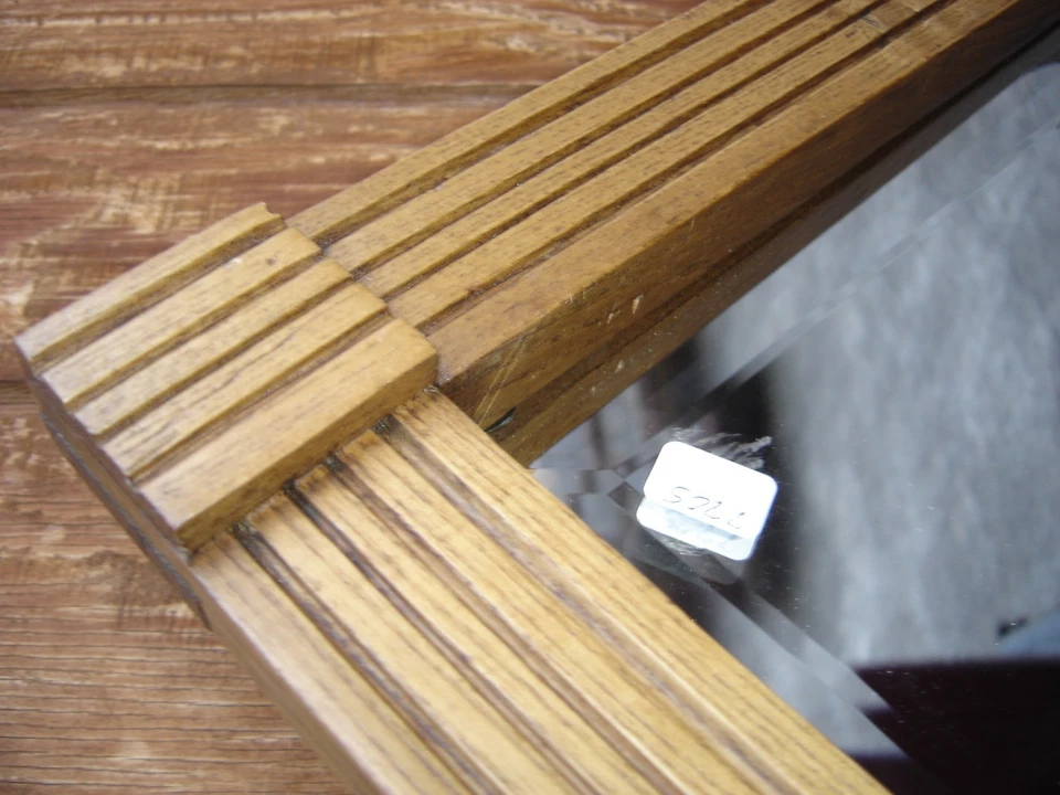 Antique Oak Diamond Shaped Beveled Mirror with 3 Coat Hooks                #9047 - Image 2 of 4