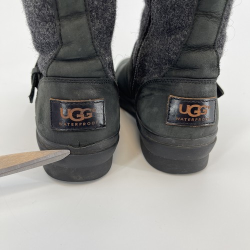 UGG Robbie Stout Gray Black Waterproof Side Zip Leather & Wool Boots Size 6 - Bild 9 von 9