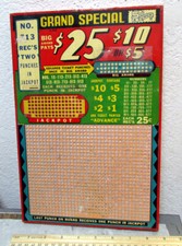 Grand Special Vintage Punch Board Trade Stimulator Punchboard Gambling Game