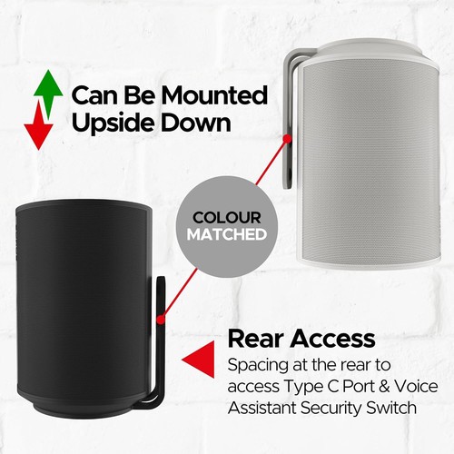 Era100 Wall Mount Bracket Low Profile Black Single Unit Compatible With Sonos Er - Picture 4 of 10