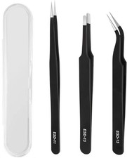 3Pcs Anti-Static Precision Tweezers Set Stainless Steel for Electronics