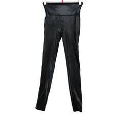 Spanx Faux Leather Leggings Womens Small Black Stretch Pull On Rocker Biker Edgy