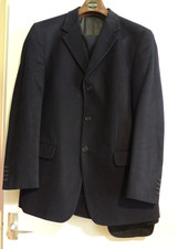 Navy Blue 2 Piece Single Breasted Suit Italian Brushed Cotton  M&S 40" Chest
