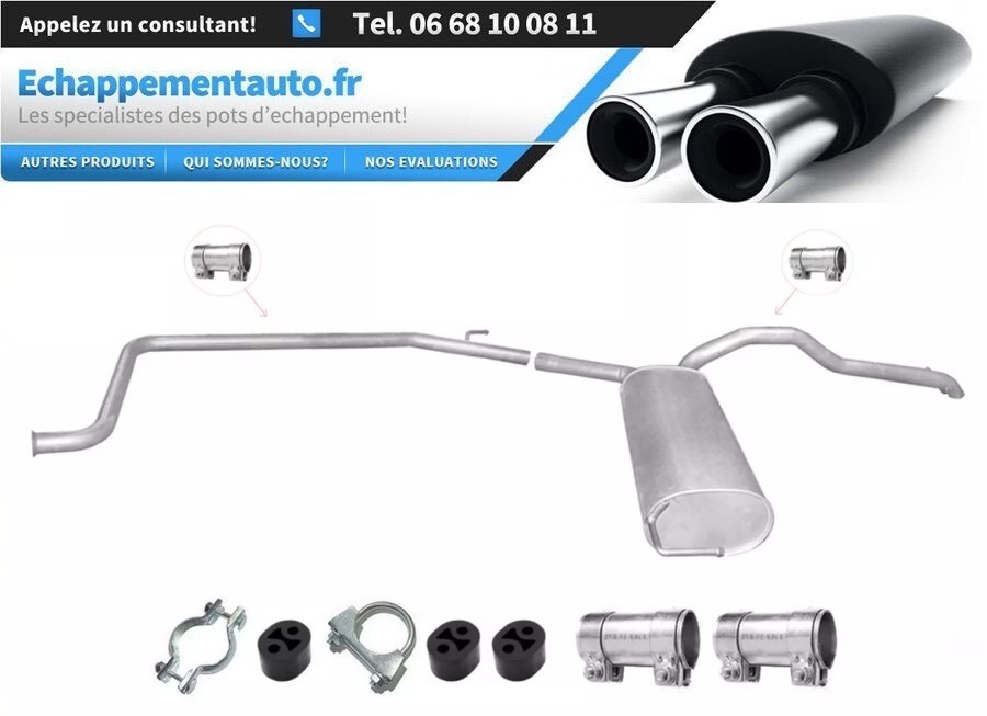 Pot d'échappement Opel Vivaro 1.9 2.0 D en acier aluminé avec tube court résistant