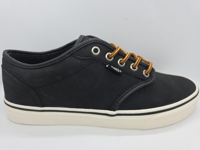Vans Atwood Leather Black/Marshmallow Skate Shoe Mens Size 9.5