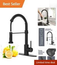 Matte Black Kitchen Faucet with Pull Down Sprayer - Modern Stainless Steel De...