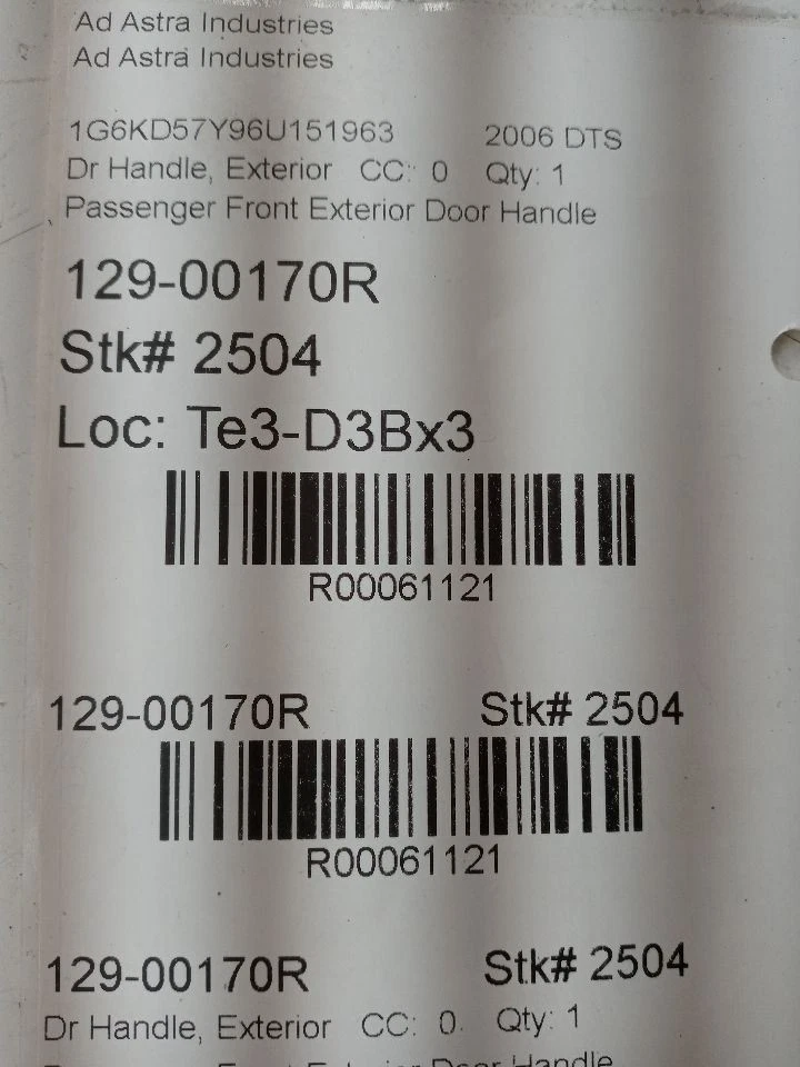 Manija de puerta derecha de pasajero Cadillac DTS 2006-2008 azul hielo probado térmico  Foto 4 de 4