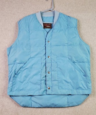 Vintage Walls Blizzard-Proof Down Vest Mens Large Blue Puffer Snap Made USA