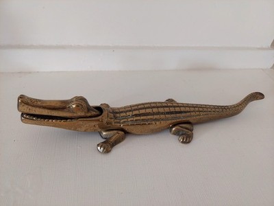 Messing Krokodil Nussknacker Messing groß 37 cm 14,5 Zoll 1,2 kg Vintage Deko Ornament
