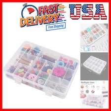 18 Grids Plastic Organizer Box with Dividers, Clear Compartment Container Sto...