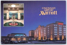 Cincinnati Airport Marriott Hotel Exterior & Lobby Vintage Postcard