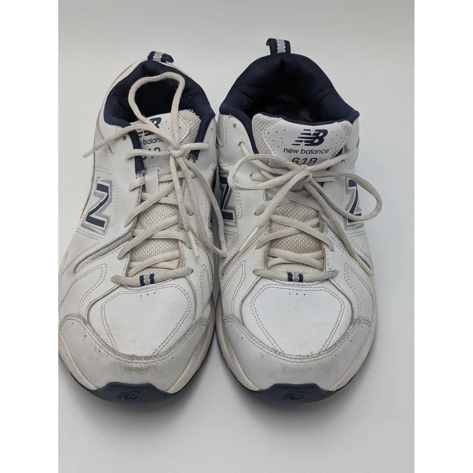 New Balance 619 Mens White Navy Leather Training Shoes 4E Extra Wide MX619WN2 10 thumbnail 2