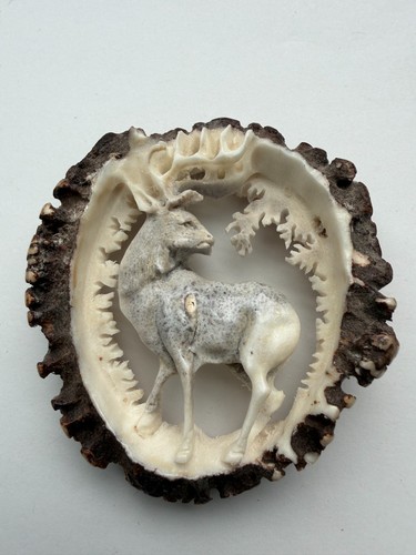 Antler Crown Rosette Carving Intricate Hand Carved Stag sculpture 