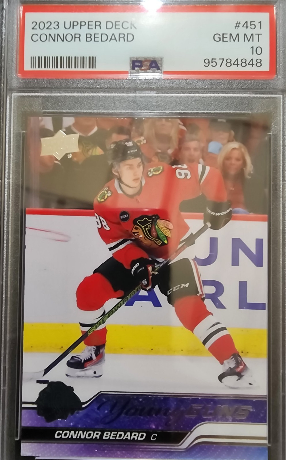 CONNOR BEDARD 2023 UPPER DECK UD YOUNG GUNS RC #451 PSA 10 GEM MINT! view 3