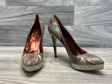 Gucci Metallic Python Embossed Leather Platform Pumps Size 41 A1D003838 