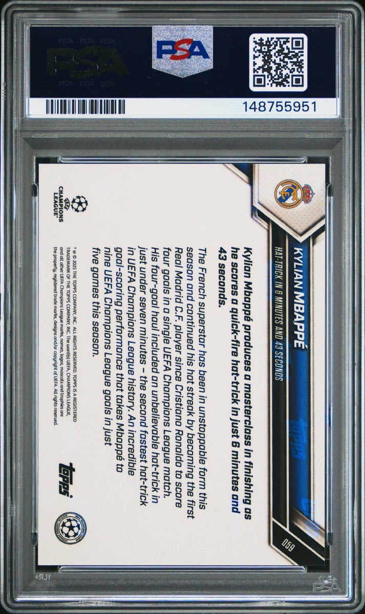 PSA 10 Kylian Mbappe 2025 Topps Now #59 Only 50 Made Rare Card
