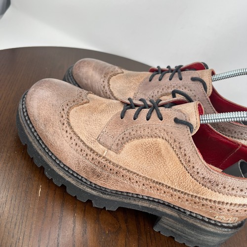 Scarpa Oxford Bed Stu Lita K III donna 6,5 pelle marrone punta alare brogue chunky lug - Foto 12 di 21