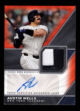 AUSTIN WELLS | 2026 Topps GAME USED PATCH Orange Parallel AUTO Autograph - 23/25