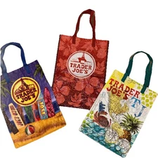 Trader Joe's Reusable 3 Shopping Bags Tote Grocery.