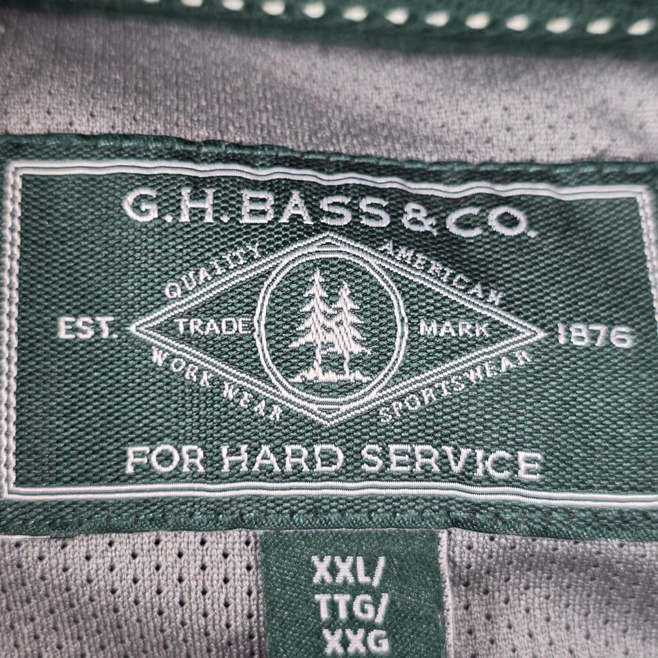 G.H. Bass & Co Fleece Jacket Mens 2XL Olive Green Full Zip Chest Pocket Workwear - Image 3 of 4