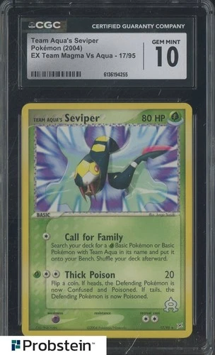 2004 Pokemon Ex Team Magma VS Aqua #17 Team Aqua's Seviper CGC 10 GEM MINT