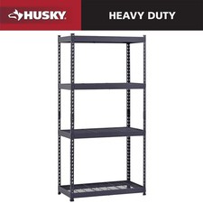 Husky 4-Tier Heavy Duty Boltless Steel Garage Storage Shelving Unit in Black