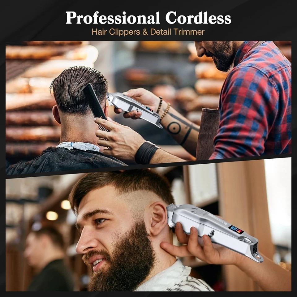 Kits de corte de pelo inalámbrico para hombre peine límite, pantalla dirigida recargable USB Foto 3 de 4