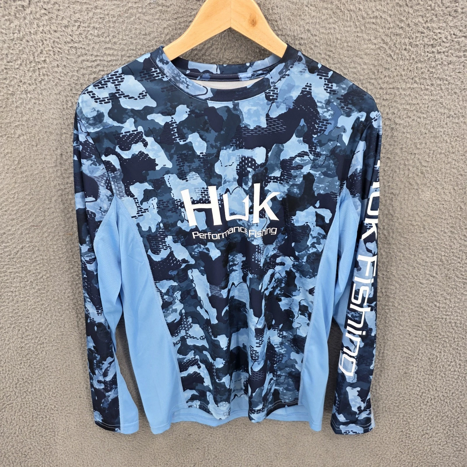Huk Shirt Mens Small Blue Camouflage Icon X Refraction Long Sleeve