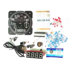 Electronic Digital Clock Kit DIY Rotating LED Alarm Learning Board 5V DS1302.