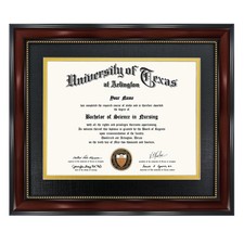 8.5x11 Diploma Frame Mahogany Gold Beads UV A...