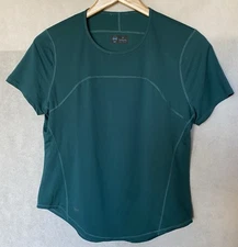 JANJI Size M Dark Teal Helio Tech Tee Racerback Athletic Short Slv Shirt Womens