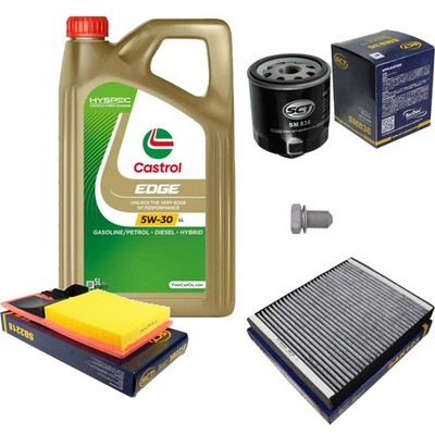 SCT Germany Inspektionspaket 5 L Castrol EDGE Titanium FST 5W-30 LL für VW Seat