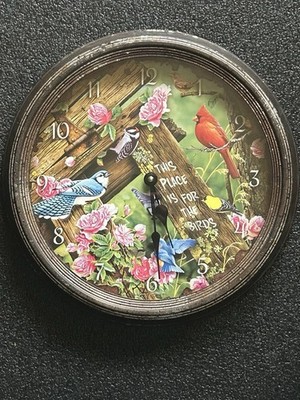 Jerry Gadamus  Spring Melody   15  Rustic Metal Frame Wall Clock Birds Flowers