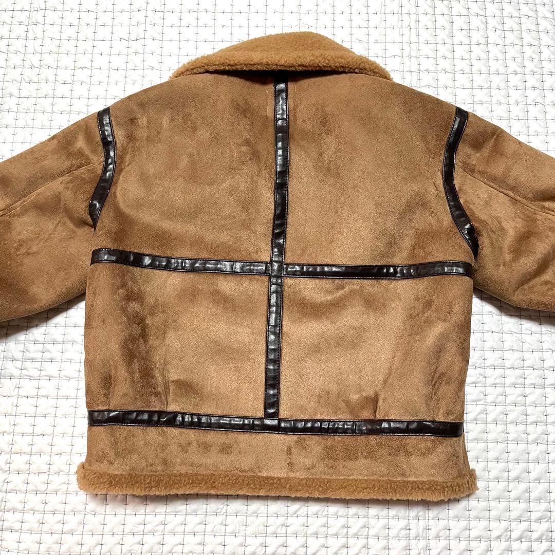 AMERI S Shearling Flight Jacket Brown Faux Mouton… - image 11