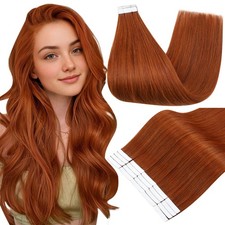 Full Shine 20" 550 Copper Remy Tape-In Human Hair Extensions Seamless Skin Weft