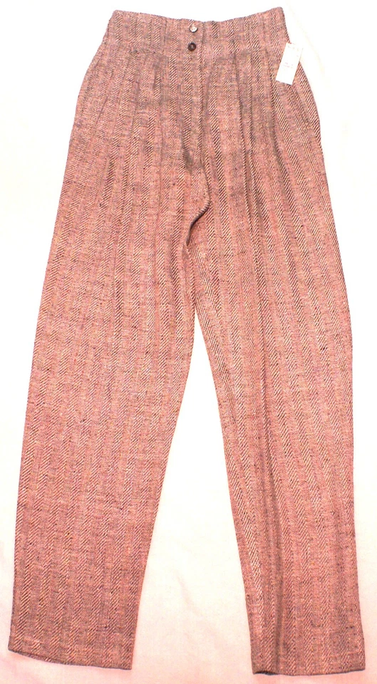 复古 Ann Taylor 女式打褶锥形腿灰色裤子,尺寸 4 (24X30),全新 — 第 2/4 张图片