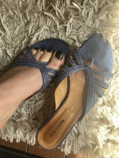 Leder Sandaletten Pantoletten Italy Taubenblau 39 Weich