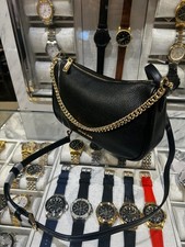 Michael Kors Lady Carmela Medium Leather Convertible Crossbody Bag Black Handbag
