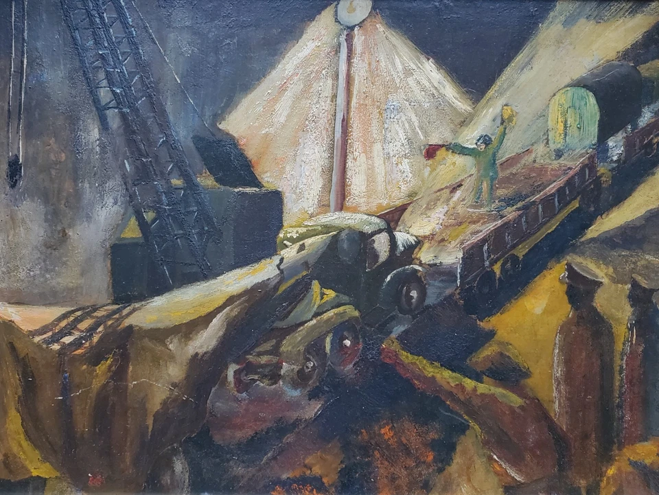 Gemälde Mischtechnik Öl Tempera Zug Nacht Ludwig Eichhof - Bild 3 von 4