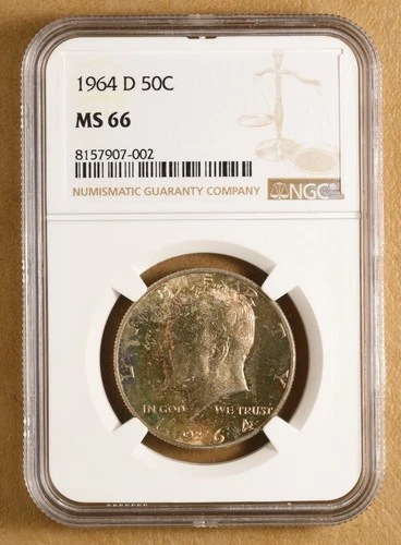1964 D Kennedy Silver Half Dollar NGC MS66